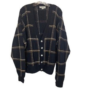 Vintage Oversized Plaid Cardigan/ Grandpa Sweater .Size XL